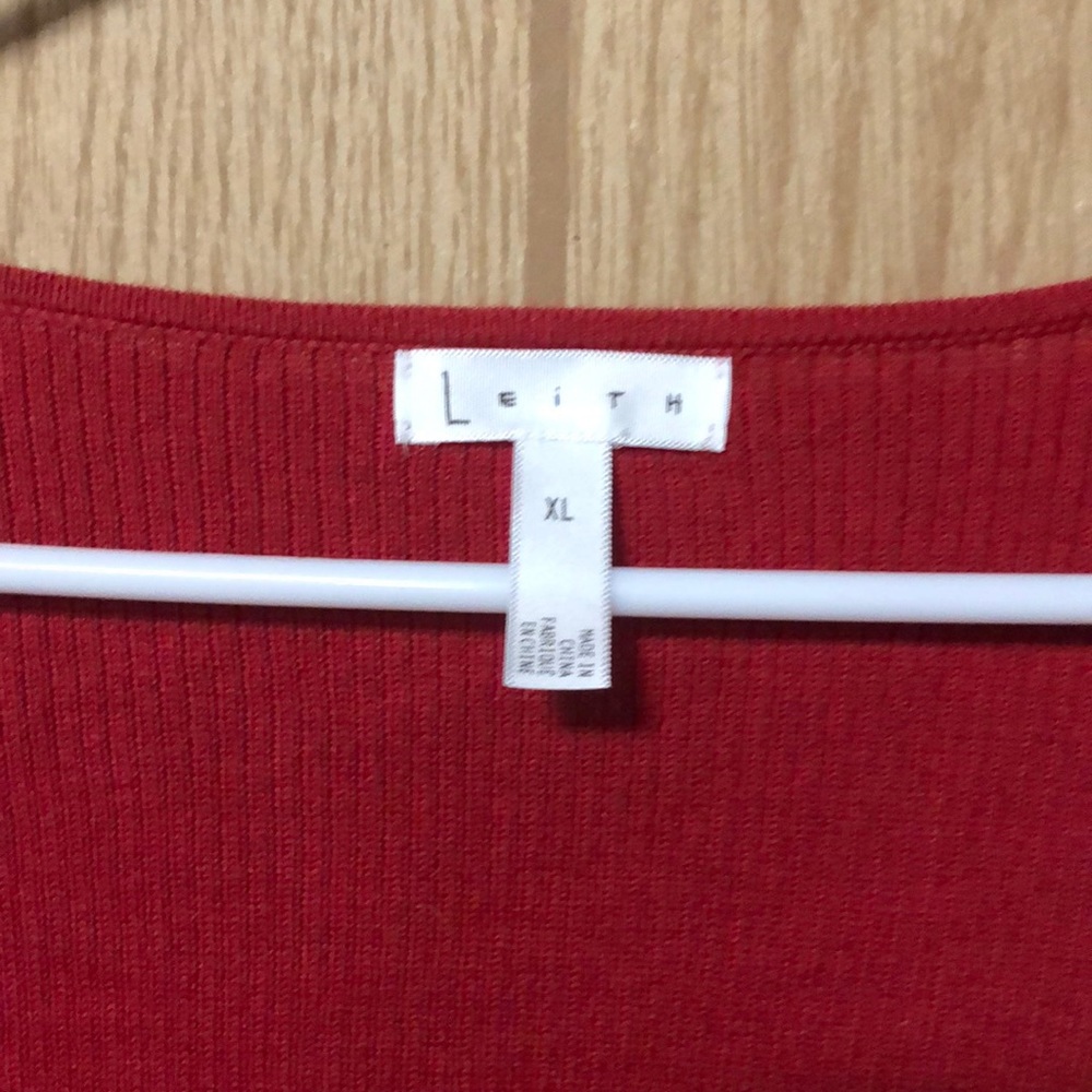 Leith Red Ribbed Wrap Sweater - Picture 5 of 6